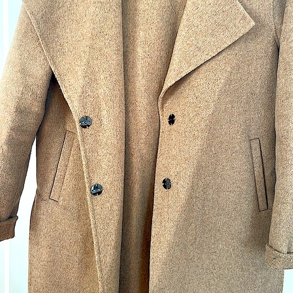 Tan Wool Jacket Coat Size Medium M - Picture 4 of 7